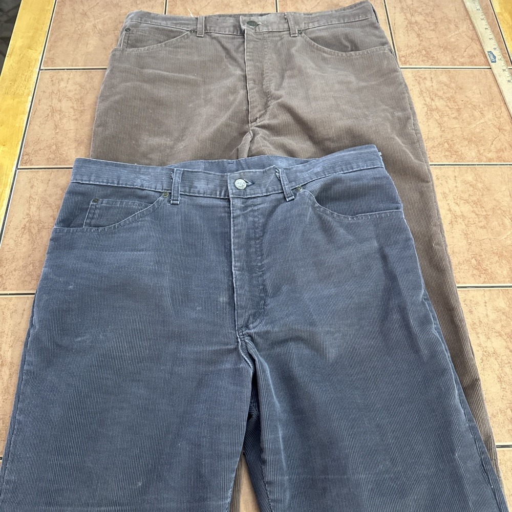 Lot of 2 True Vintage Lee‎ Riders Corduroy Mens Union Made Pants USA Made 34 x30